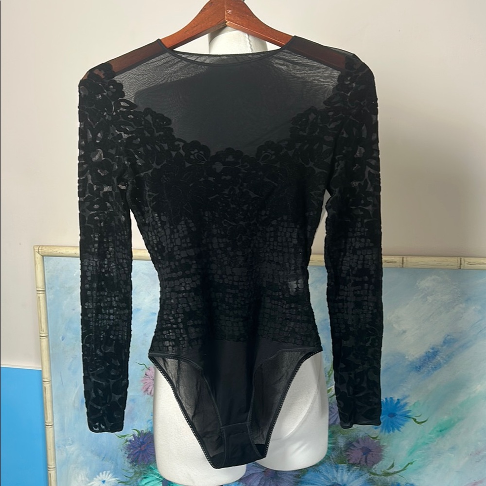Ritmo di Perla Black Backless Fitted Bodysuit vintage size 44